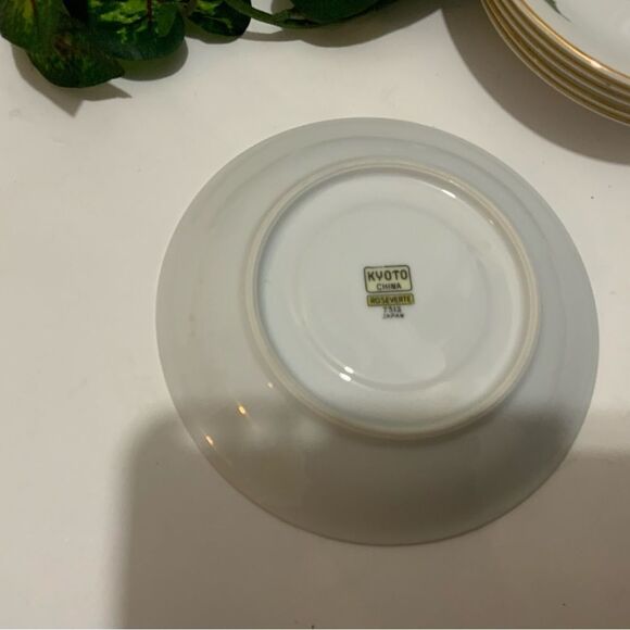 Set of 6 Vintage KYOTO China ROSEVERTE 7312 Saucers Pink Roses Gold Japan K1 - Picture 5 of 7